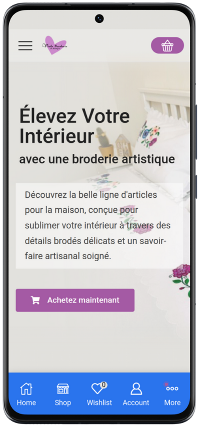 The homepage as displayed on a phone