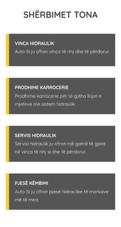 Photo of the services page from mobile