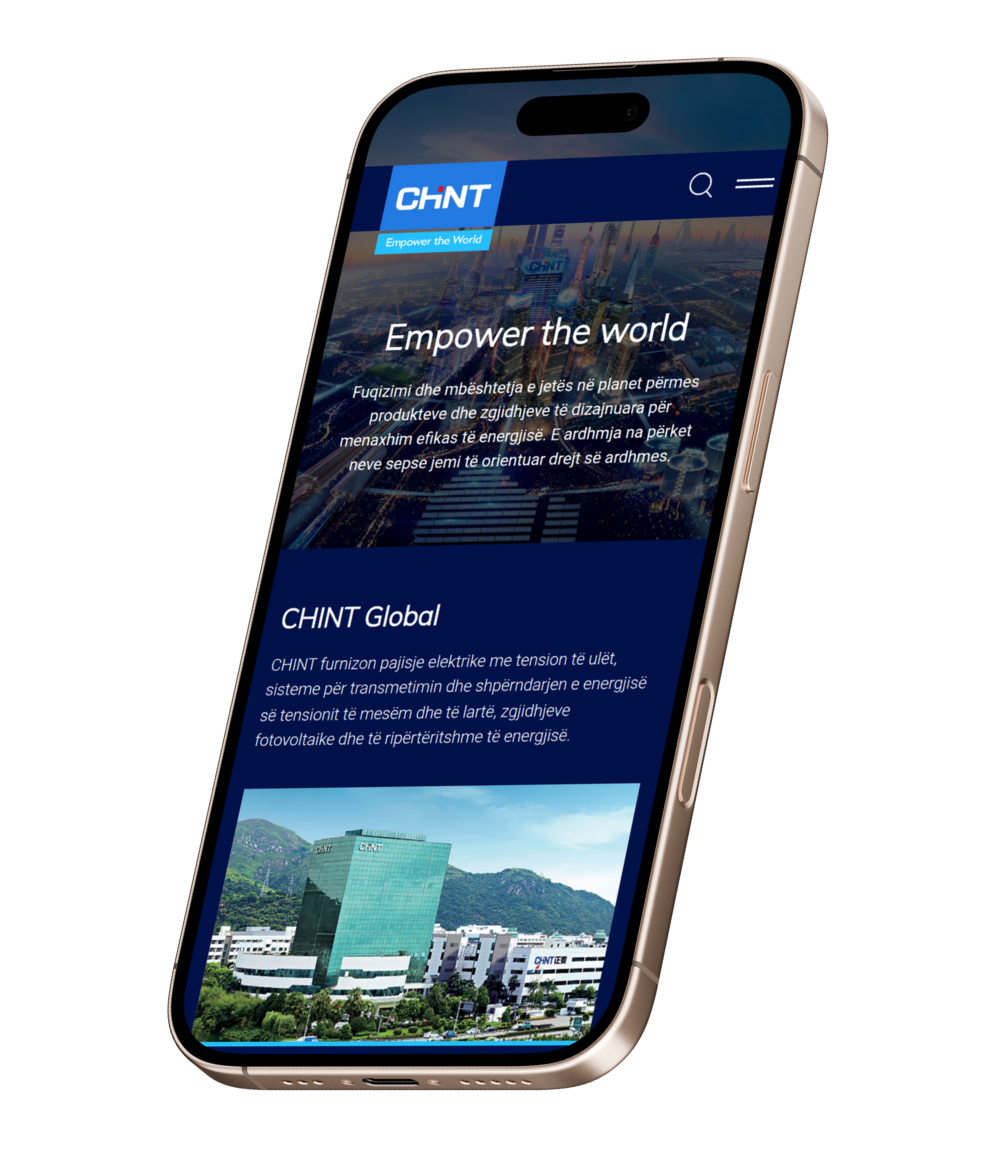 Il sito di CHINT Albania visualizzato su smartphone