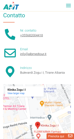 Photo of the contact page from mobile