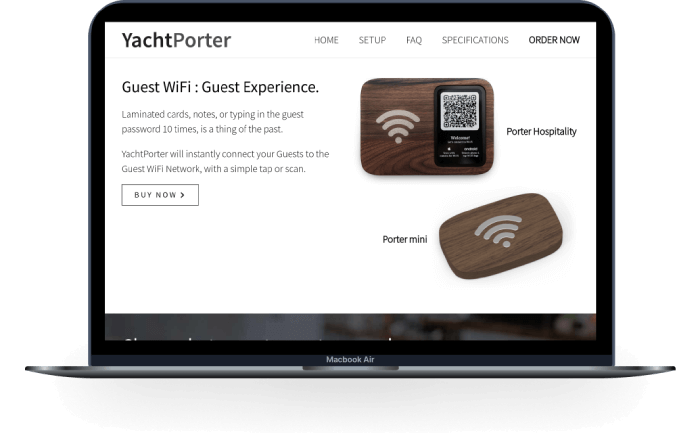 Faqja kryesore e website të YachtPorter