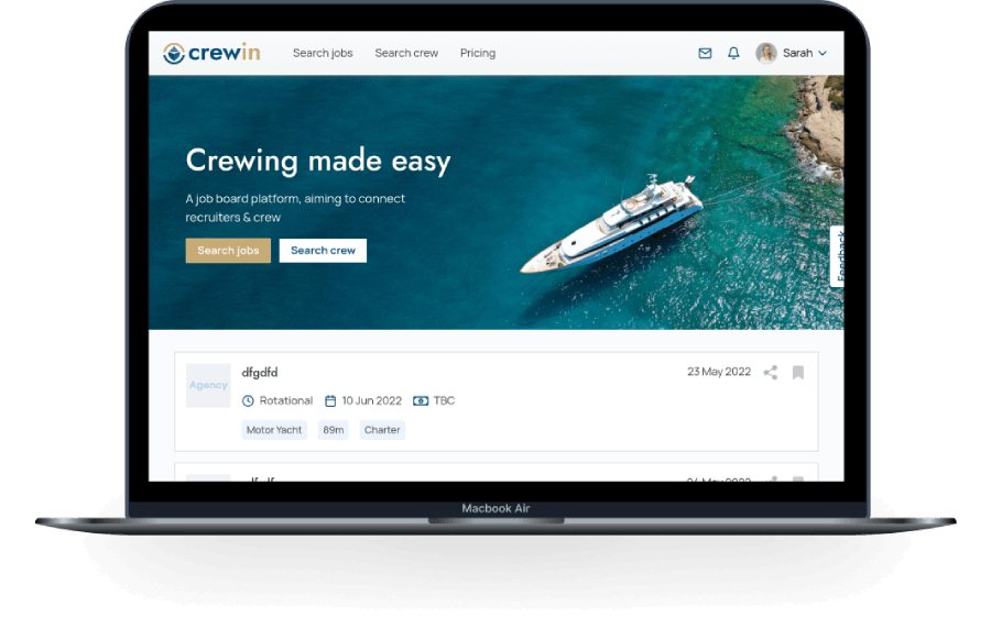 Faqja kryesore e website të Crewin